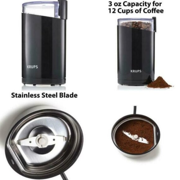 KRUPS Coffee & Spice Grinder, Stainless Steel Blades, Quick Even Grinding, Black - Picture 5 of 8